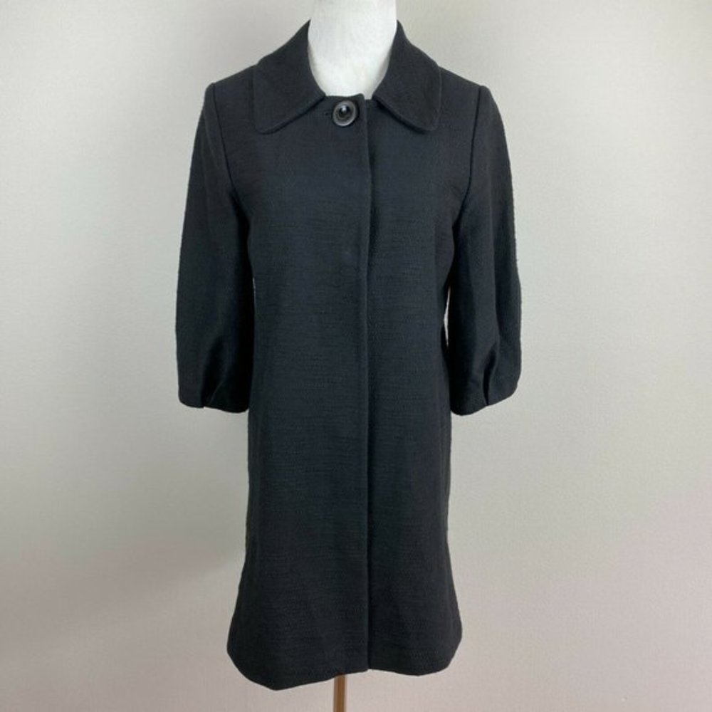 Classiques Entier Dress Coat 3/4 Sleeve Jacket Black Textured Cotton